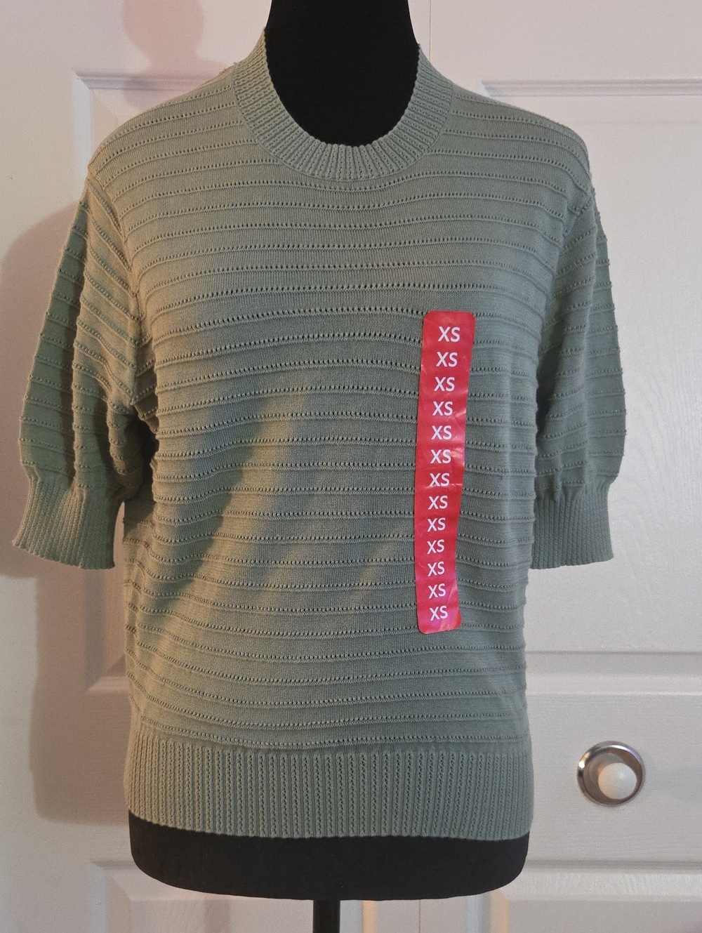 Frye Sage Green Short-Sleeve Crewneck Sweater